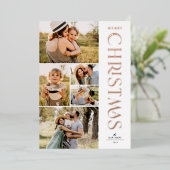 Modern Elegant Five Photo Collage Kerstmis Folie Feestdagenkaart (Staand Voorkant)