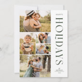 Modern Elegant Five Photo Collage Prettige feestda Feestdagenkaart (Voorkant)