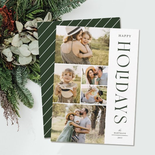 Modern Elegant Five Photo Collage Prettige feestda Feestdagenkaart