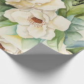 Modern Elegant Floral Birthday Black Name Script Cadeaupapier (Hoek)