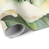 Modern Elegant Floral Birthday Black Name Script Cadeaupapier (Rol Hoek)