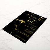Modern Elegant Floral Black Save the date Folie Uitnodiging (Gedraaid)