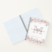 Modern Elegant Floral Blush Pink Monogram Notitieboek (Binnen)