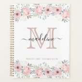 Modern Elegant Floral Blush Pink Monogram Planner (Voorkant)