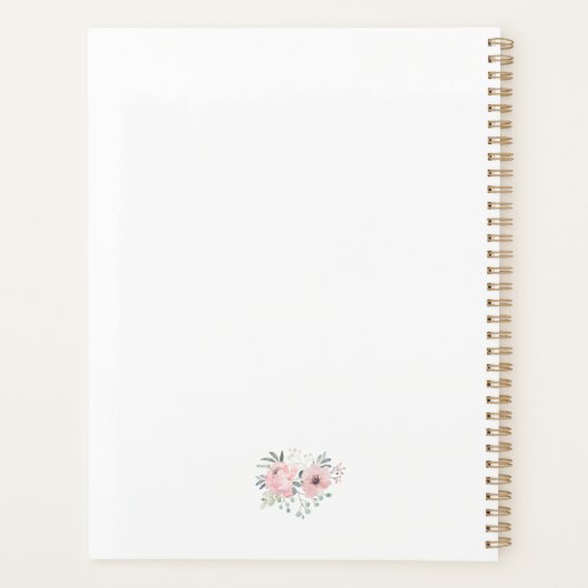 Modern Elegant Floral Blush Pink Monogram Planner (Achterkant)