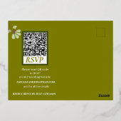 Modern Elegant Floral Bohemian Olive and Gold Folie Uitnodiging Briefkaart (Achterkant)