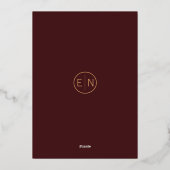 Modern Elegant Floral Burgundy & Gold Wedding Folie Uitnodiging (Achterkant)