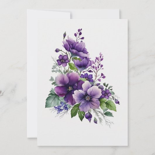 Modern Elegant Floral Chic Paars Boho Wedding Kaart (Achterkant)