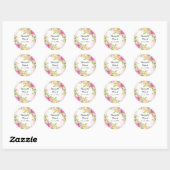 Modern Elegant Floral Chic Wedding Classic Round Ronde Sticker (Vel)