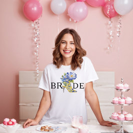 Modern Elegant Floral Chinoiserie High-Heel bruid T-shirt