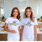 Modern Elegant Floral Chinoiserie High-Heel bruid T-shirt