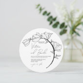 Modern Elegant Floral Circle Branch Wedding Kaart (Staand voorkant)
