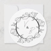 Modern Elegant Floral Circle Branch Wedding Kaart (Achterkant)