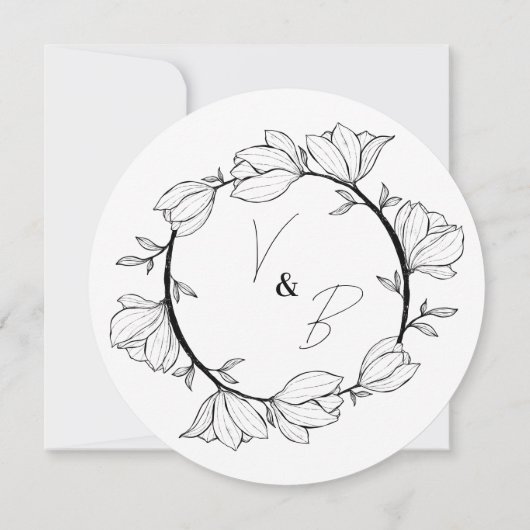 Modern Elegant Floral Circle Branch Wedding Kaart (Achterkant)