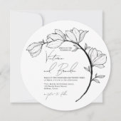 Modern Elegant Floral Circle Branch Wedding Kaart (Voorkant)