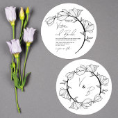 Modern Elegant Floral Circle Branch Wedding Kaart