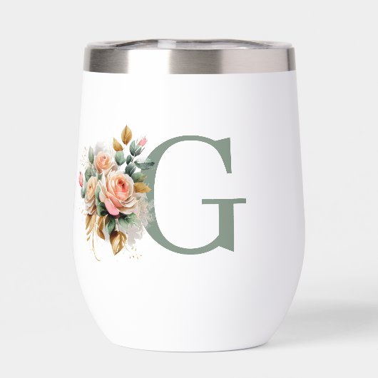 Modern Elegant Floral Custom Monogram (Achterkant)