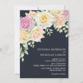 Modern Elegant Floral Dark Wedding Invitation Kaart (Voorkant)