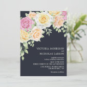 Modern Elegant Floral Dark Wedding Invitation Kaart (Staand voorkant)