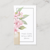 Modern Elegant Floral Design Bloemist QR Code Visitekaartje (Voorkant)