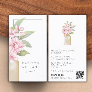 Modern Elegant Floral Design Bloemist QR Code Visitekaartje