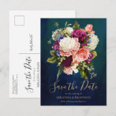 Modern Elegant Floral Emerald Green Gold Wedding Aankondigingskaart (Voorkant / Achterkant)