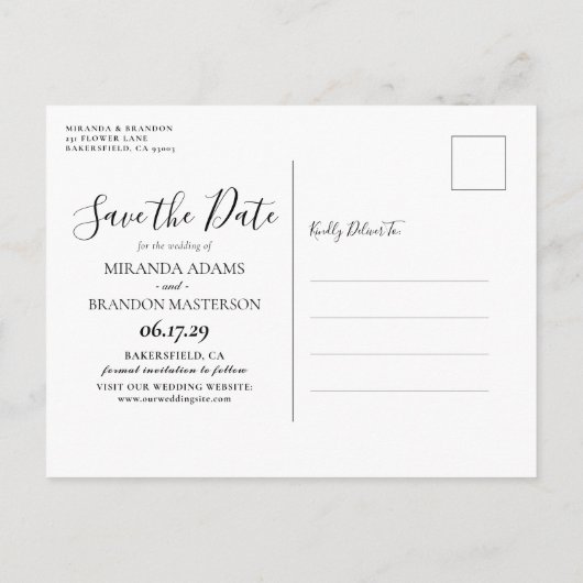 Modern Elegant Floral Emerald Green Gold Wedding Aankondigingskaart (Achterkant)