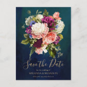 Modern Elegant Floral Emerald Green Gold Wedding Aankondigingskaart (Voorkant)