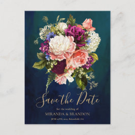 Modern Elegant Floral Emerald Green Gold Wedding Aankondigingskaart