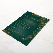 Modern Elegant Floral Emerald Green Wedding Gold Folie Uitnodiging (Gedraaid)