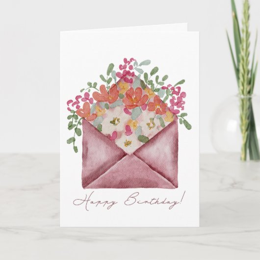 Modern Elegant Floral envelop verjaardagskaart Kaart (Voorkant)