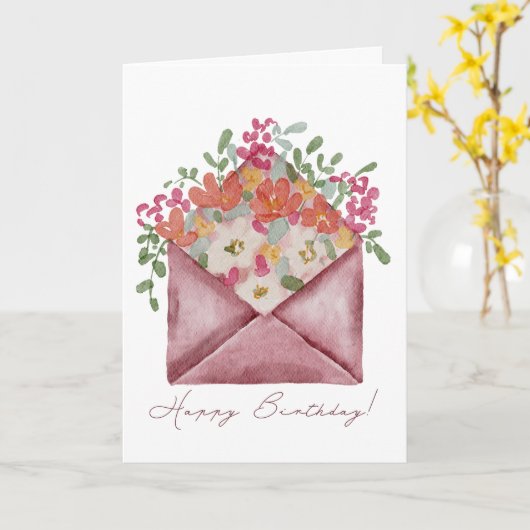 Modern Elegant Floral envelop verjaardagskaart Kaart (Gele Bloem)