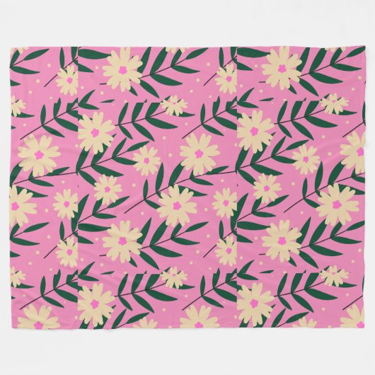 Modern Elegant Floral Fleece Deken (Voorkant (Horizontaal))