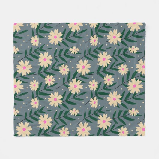 Modern Elegant Floral Fleece Deken (Voorkant (Horizontaal))