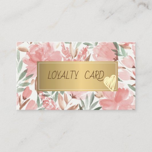 Modern Elegant Floral Gold Hearts, Lijst Klantenkaartje (Voorkant)