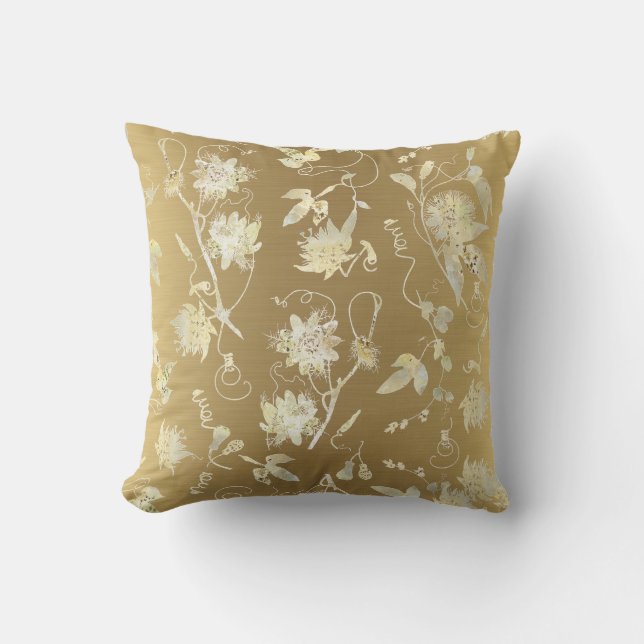 Modern Elegant Floral Gold Kussen (Voorkant)