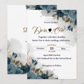 Modern Elegant Floral Greenery Waterverf Wedding Kaart (Voorkant / Achterkant)
