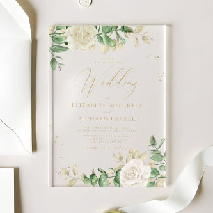 Modern Elegant Floral Greenery Wedding Acryl Uitnodigingen