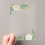 Modern Elegant Floral Greenery Wedding Acryl Uitnodigingen (Insitu (Draagbaar))