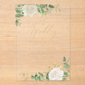 Modern Elegant Floral Greenery Wedding Acryl Uitnodigingen (Voorkant)