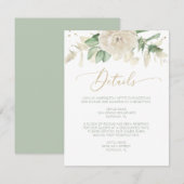 Modern Elegant Floral Greenery Wedding Details Informatiekaartje (Voorkant / Achterkant)