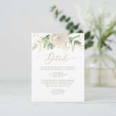 Modern Elegant Floral Greenery Wedding Details Informatiekaartje (Staand voorkant)