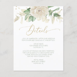 Modern Elegant Floral Greenery Wedding Details Informatiekaartje