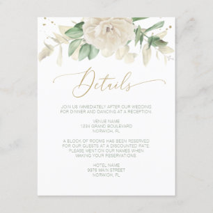 Modern Elegant Floral Greenery Wedding Details Informatiekaartje