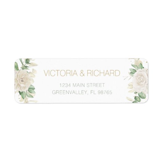 Modern Elegant Floral Greenery Wedding Etiket (Voorkant)