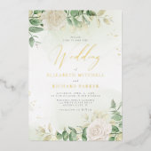 Modern Elegant Floral Greenery Wedding Folie Uitnodiging (Voorkant)