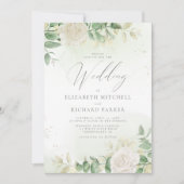 Modern Elegant Floral Greenery Wedding Kaart (Voorkant)