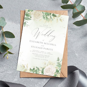 Modern Elegant Floral Greenery Wedding Kaart