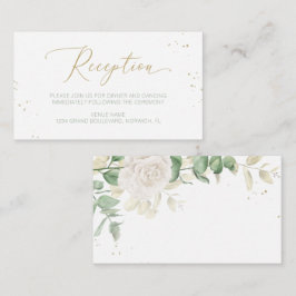 Modern Elegant Floral Greenery Wedding Reception Informatiekaartje