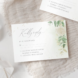 Modern Elegant Floral Greenery Wedding RSVP Kaartje